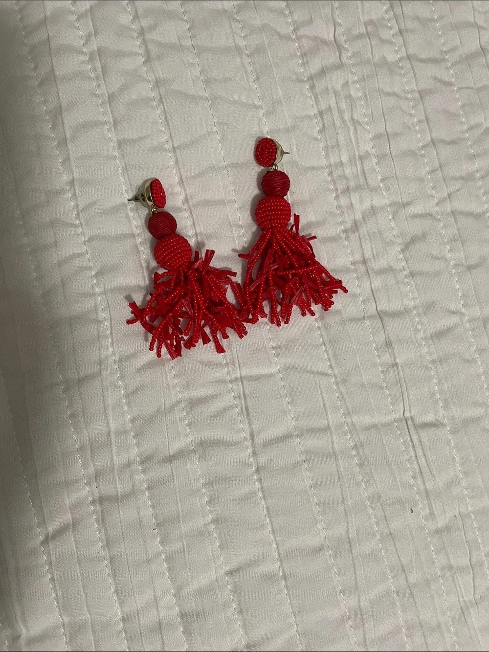 Chico’s Red Beaded Tassel Earrings